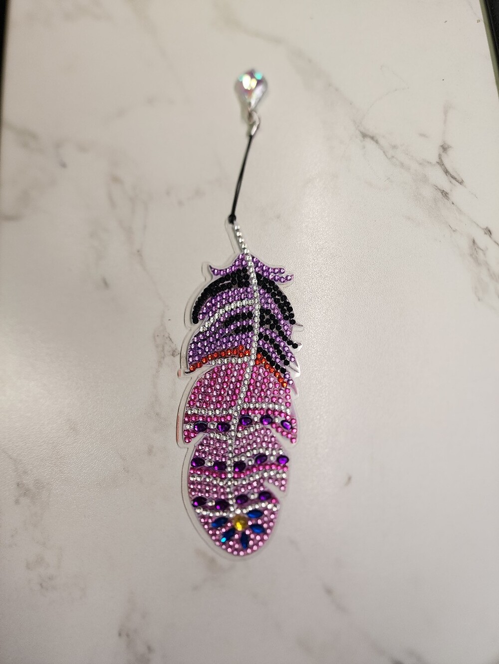 Crystal Feather Bookmark in Pink and Purple